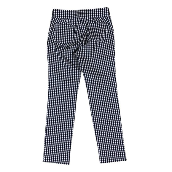 J McLaughlin Navy Gingham Skinny Pants 10 Preppy Stretch Slim Fit Checkered - Picture 3 of 5